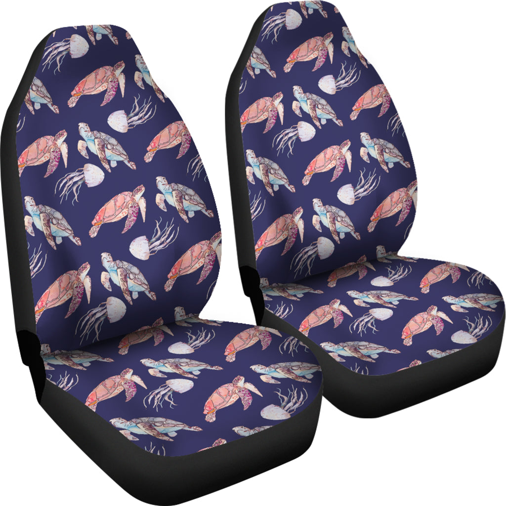 Sea Turtle With Jelly Fish Print Design LKS301 Car Seat Covers