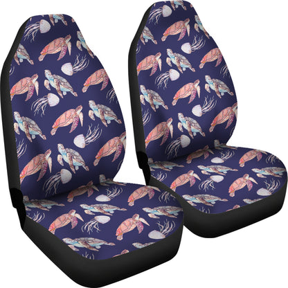 Sea Turtle With Jelly Fish Print Design LKS301 Car Seat Covers
