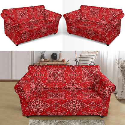 Bandana Red Pattern Print Design LKS3010 Loveseat Couch Slipcover