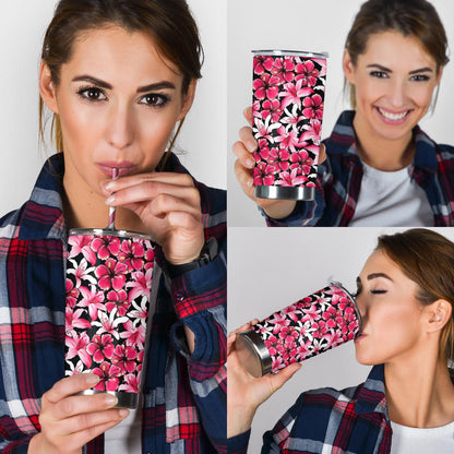 Flower Hawaiian Pink Red Hibiscus Print Tumbler