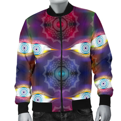 Chakra Eye Print Pattern Men Bomber Jacket