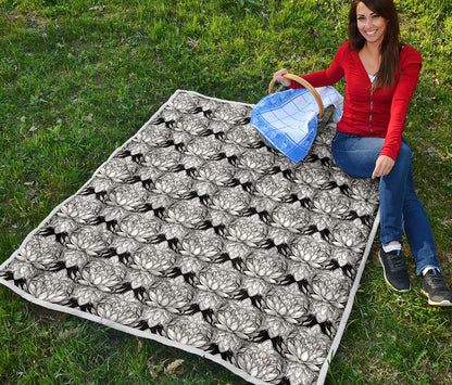 Lotus Mandala Print Pattern Quilt Bedspread