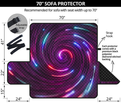 Vortex Twist Swirl Purple Neon Print Sofa Cover Protector