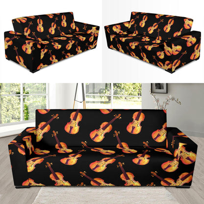 Violin Pattern Print Design 04 Sofa Slipcover