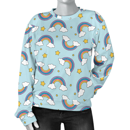 Rainbow Cloud Print Pattern Women Long Sleeve Sweatshirt