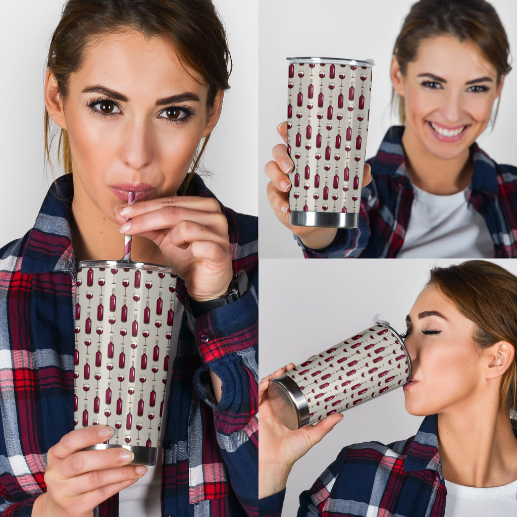 Wine Bottle Pattern Print Tumbler
