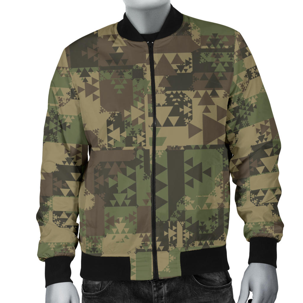 Camouflage Aztec Green Army Print Men Bomber Jacket