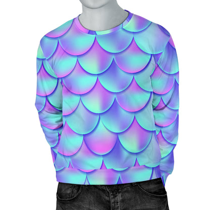 Mermaid Tail Design Print Pattern Men Long Sleeve Sweatshirt