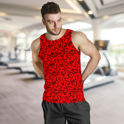 Maori Red Themed Design Print Men Tank Top