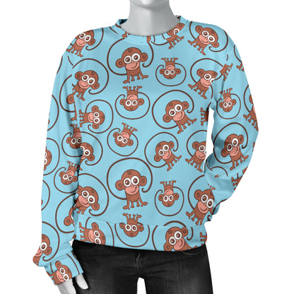 Monkey Cute Design Themed Print Women Long Sleeve Sweatshirt