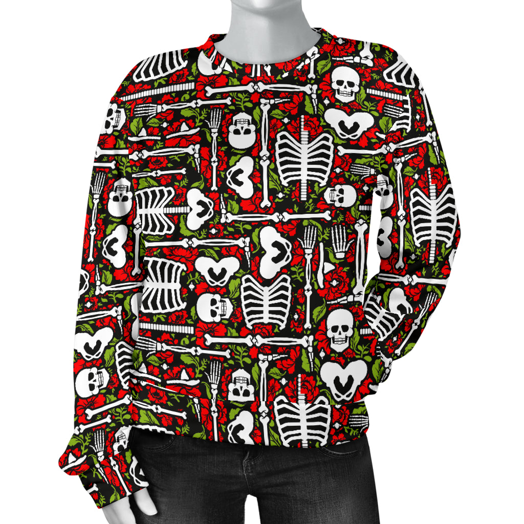 Skeleton Pattern Print Women Long Sleeve Sweatshirt