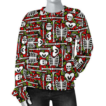 Skeleton Pattern Print Women Long Sleeve Sweatshirt