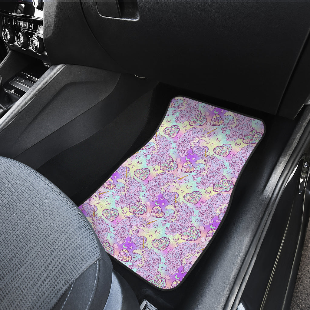 Unicorn Rainbow Star Heart Print Car Floor Mats Front Back