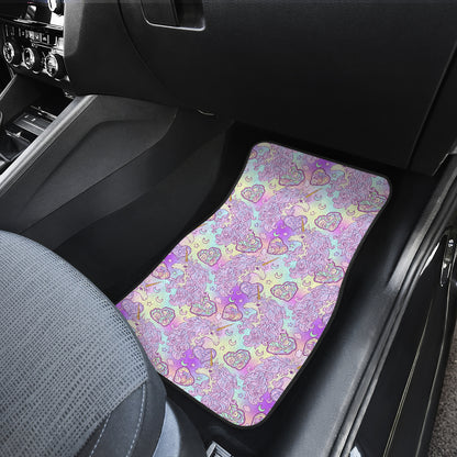 Unicorn Rainbow Star Heart Print Car Floor Mats Front Back