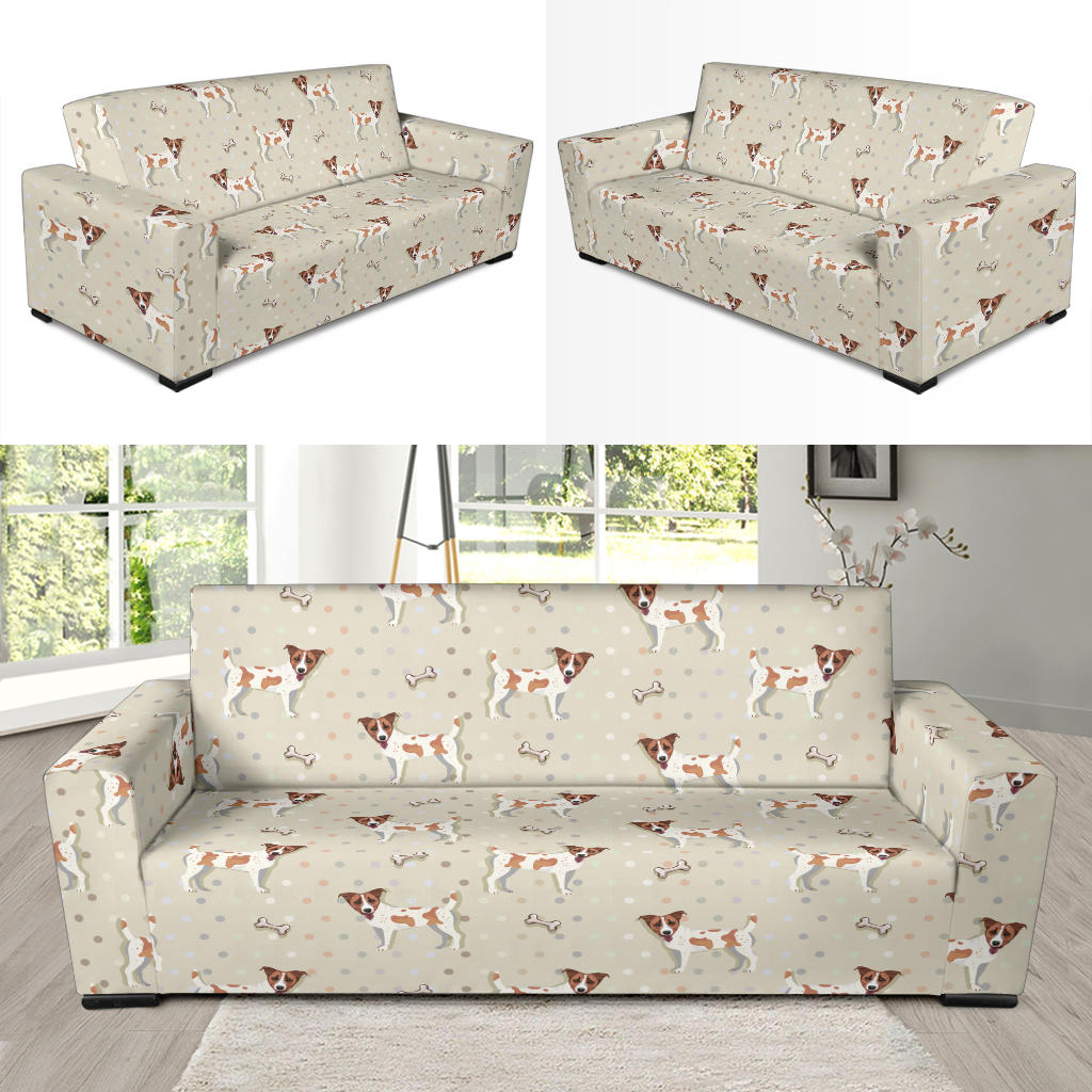 Russell Terriers With Bone Print Design LKS302 Sofa Slipcover