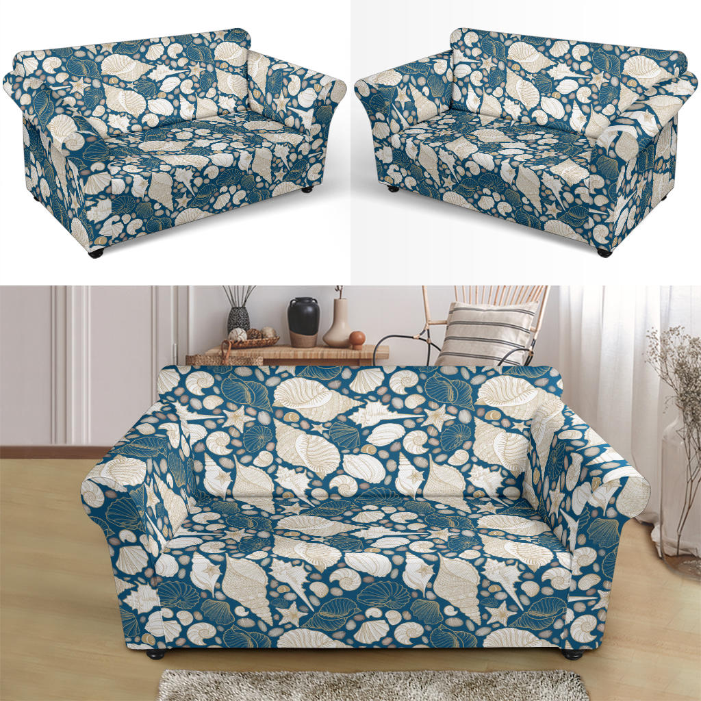 Seashell Print Design LKS308 Loveseat Couch Slipcover