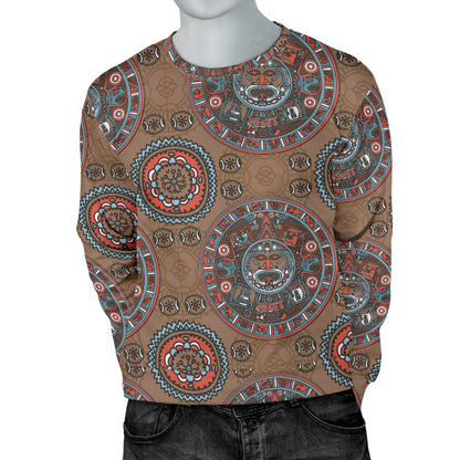 Calendar Aztec Design Print Pattern Men Long Sleeve Sweatshirt