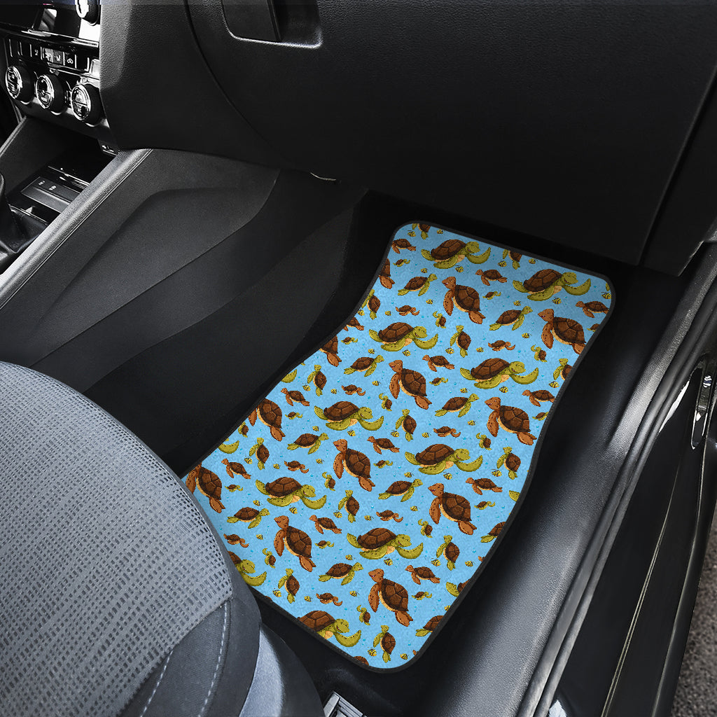 Hello Sea Turtle Print Pattern Car Floor Mats Front Back