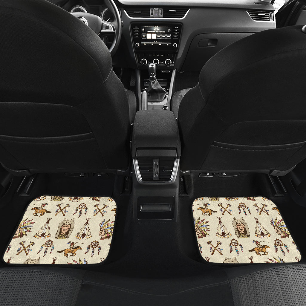 Native Indian Pattern Design Print Car Floor Mats Front Back