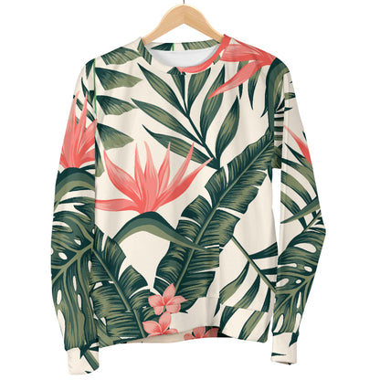 Tropical Flower Palm Leaves Women Long Sleeve Sweatshirt