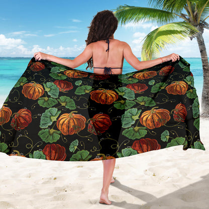Pumpkin Pattern Print Design A02 Sarong Pareo Wrap