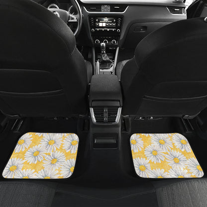 Daisy Yellow Watercolor Print Pattern Car Floor Mats Front Back