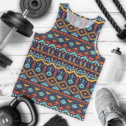 Aztec Style Print Pattern Men Tank Top