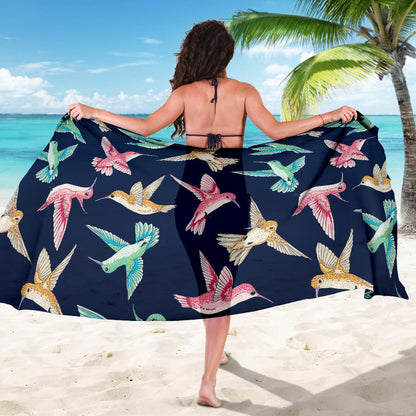 Hummingbird Cute Pattern Print Design 01 Sarong Pareo Wrap