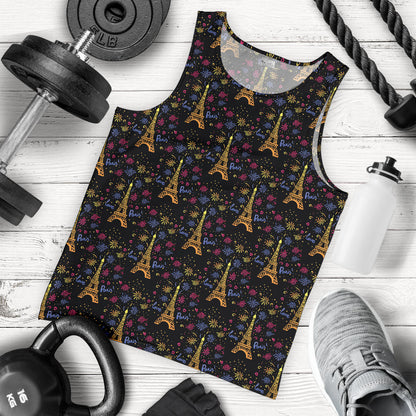 Eiffel Tower Love Paris Print Men Tank Top