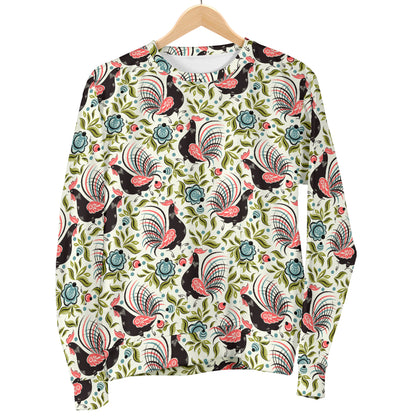 Rooster Print Design Women Long Sleeve Sweatshirt