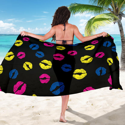 Lip Neon Color Pattern Print Design 01 Sarong Pareo Wrap