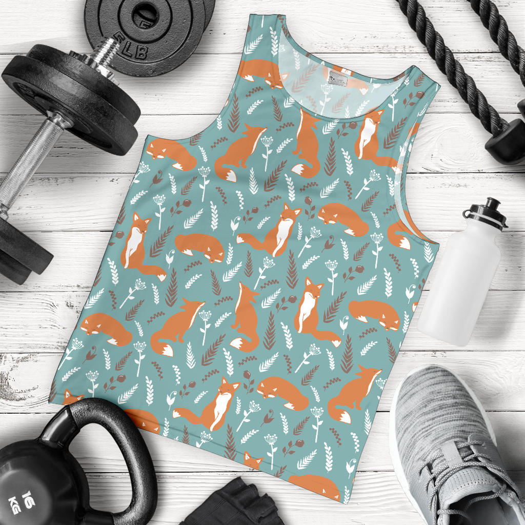Fox Forest Print Pattern Men Tank Top