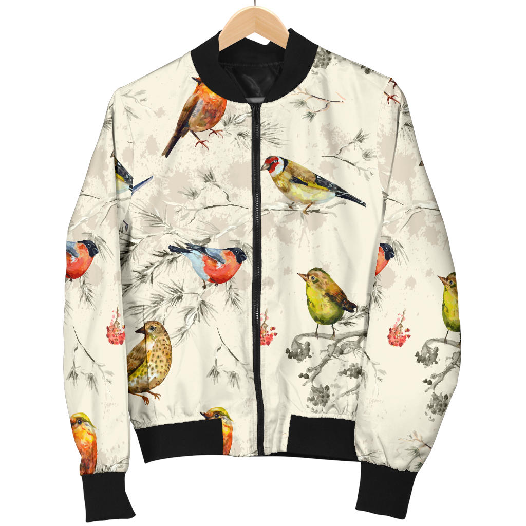 Bird Watercolor Design Pattern Men Bomber Jacket