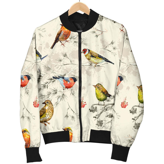 Bird Watercolor Design Pattern Men Bomber Jacket
