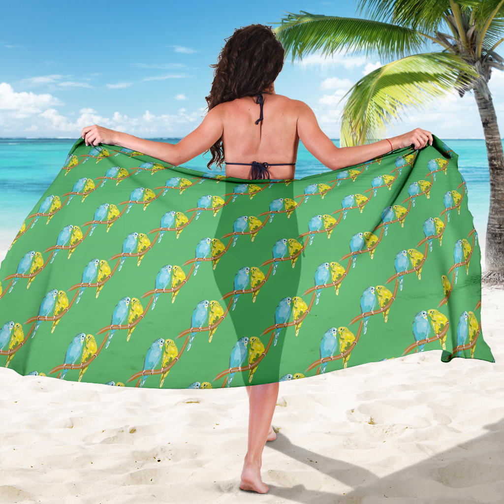 Budgerigar Pattern Print Design 01 Sarong Pareo Wrap