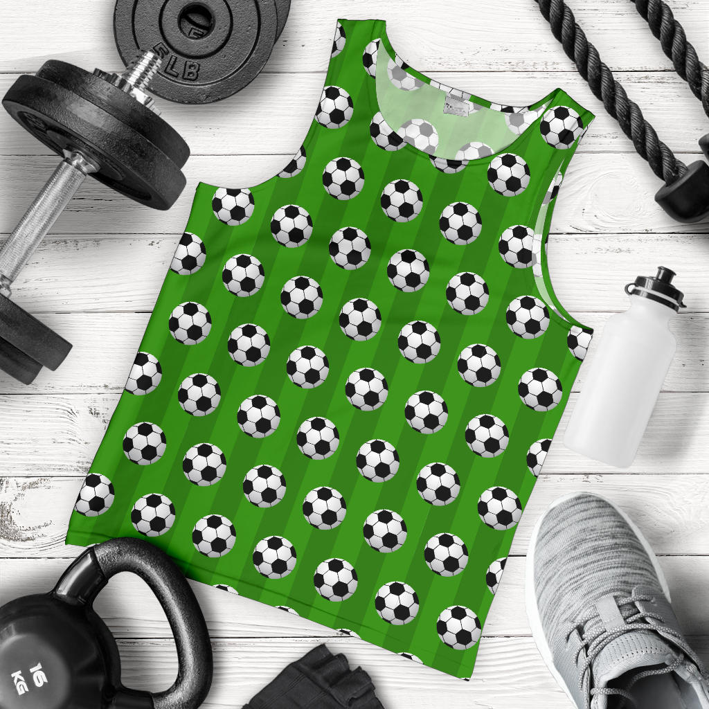 Soccer Ball Green Backgrpund Print Men Tank Top