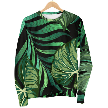 Green Fresh Tropical Palm Leaves Women Long Sleeve Sweatshirt