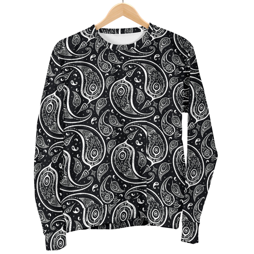 Paisley Black Design Print Men Long Sleeve Sweatshirt