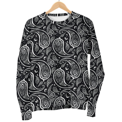 Paisley Black Design Print Men Long Sleeve Sweatshirt