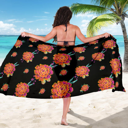 Marigold Pattern Print Design 01 Sarong Pareo Wrap