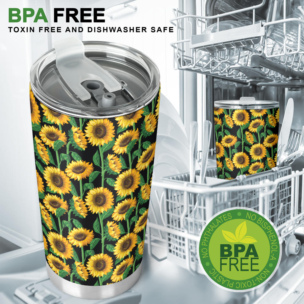 Sunflower Realistic Print Pattern Tumbler
