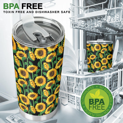 Sunflower Realistic Print Pattern Tumbler