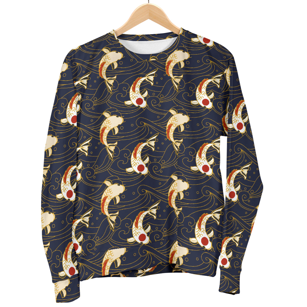 Koi Carp Japanese Design Themed Print Men Long Sleeve Sweatshirt