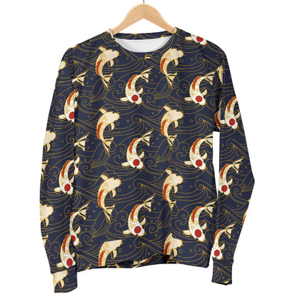 Koi Carp Japanese Design Themed Print Men Long Sleeve Sweatshirt