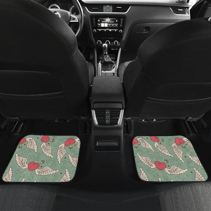 Angel Wings Heart Design Themed Print Car Floor Mats Front Back