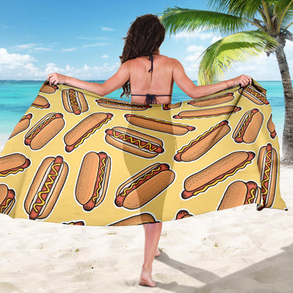 Hot Dog Pattern Print Design 01 Sarong Pareo Wrap