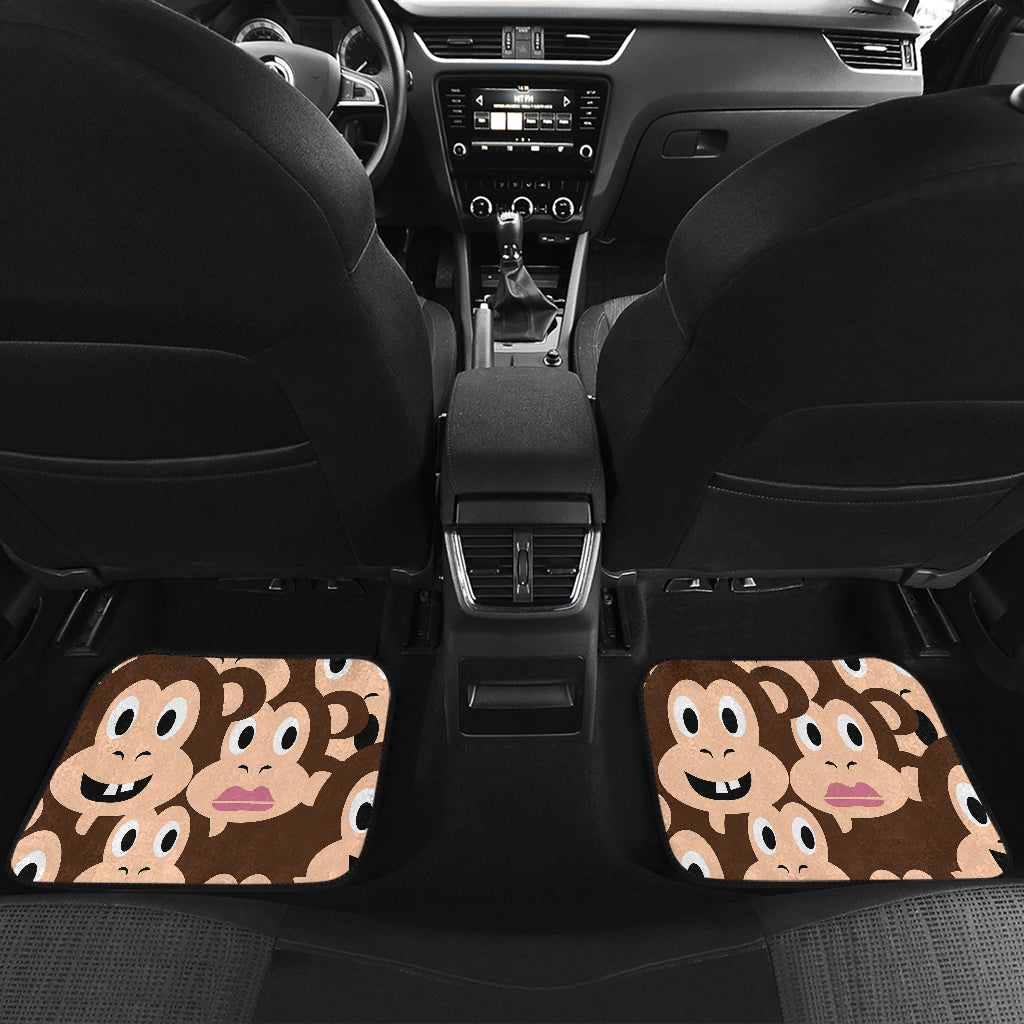 Emoji Monkey Print Pattern Car Floor Mats Front Back