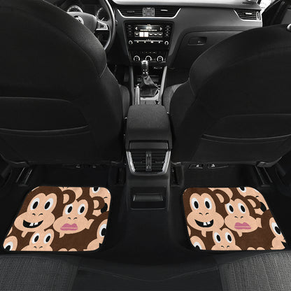 Emoji Monkey Print Pattern Car Floor Mats Front Back