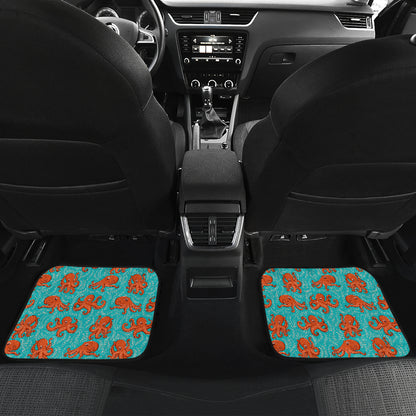 Octopus Cartoon Design Print Themed Car Floor Mats Front Back