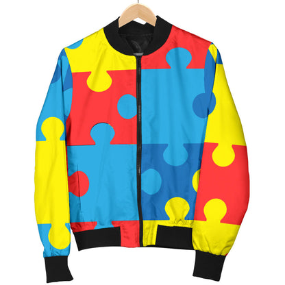 Autism Awareness Puzzles Design Print Men Bomber Jacket